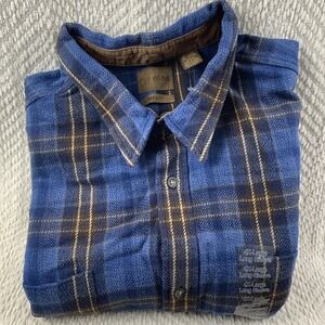 Vintage NWT St. Johns Bay Mens 4X Flannel Shirt Brawny Heavy Blue Brown Plaid